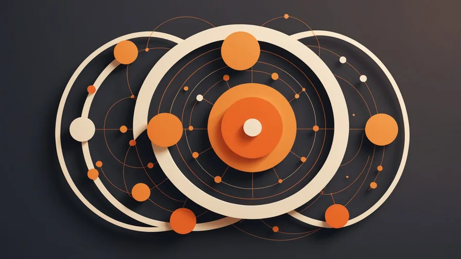 Abstract editorial graphic showing a circular workflow loop with AI processing nodes on the outer ring and a single human-decision node at the top