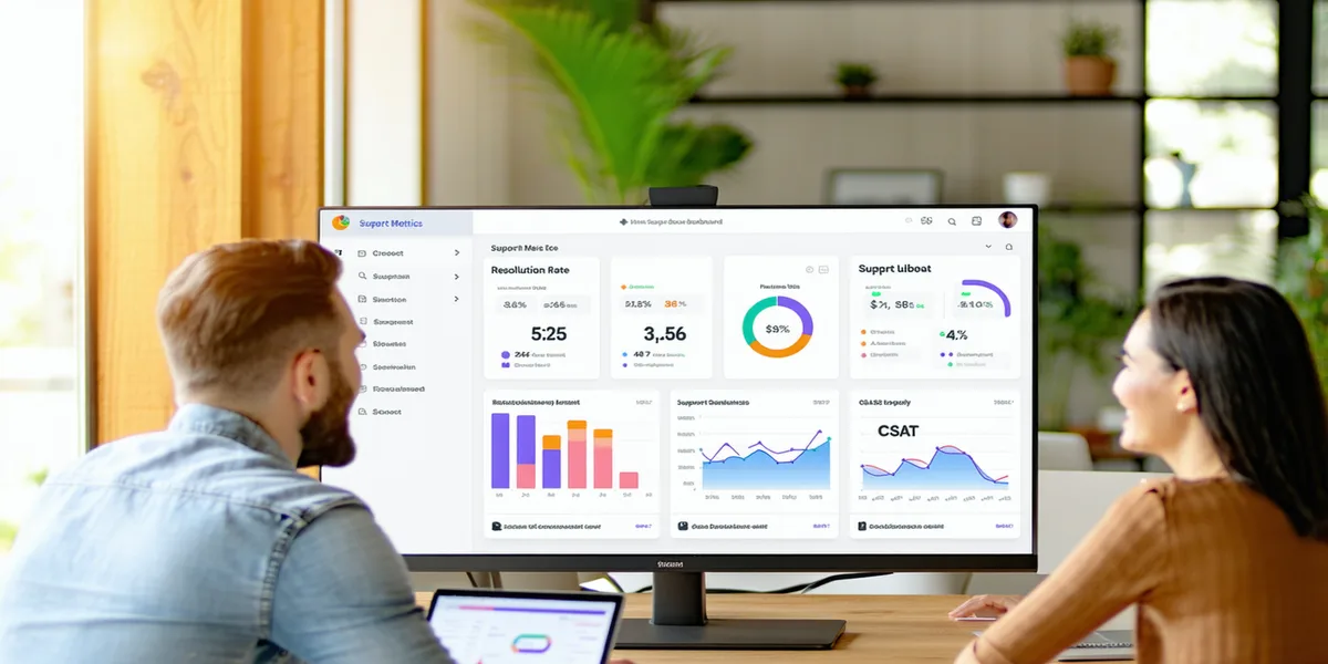 SaaS support operations team reviewing customer metrics on dashboard